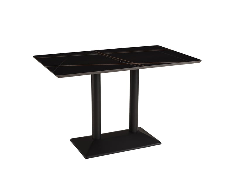  Icare - ensemble n°1: table bistrot rect. 120x70cm en céramique marbré noir  - Conforama A