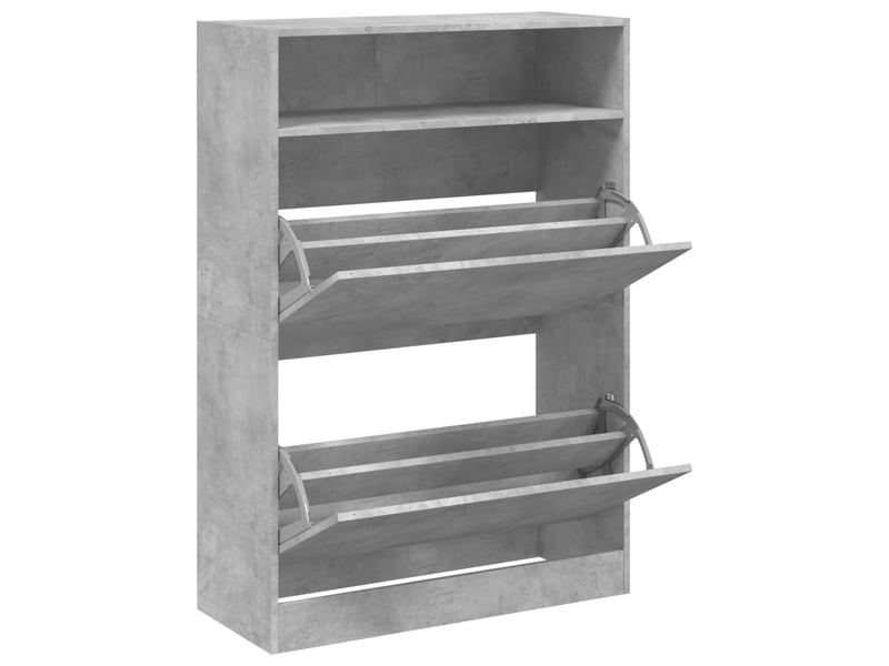  Meuble à chaussure | armoire à chaussures 2 tiroirs rabattables gris béton shl8388  - Conforama E