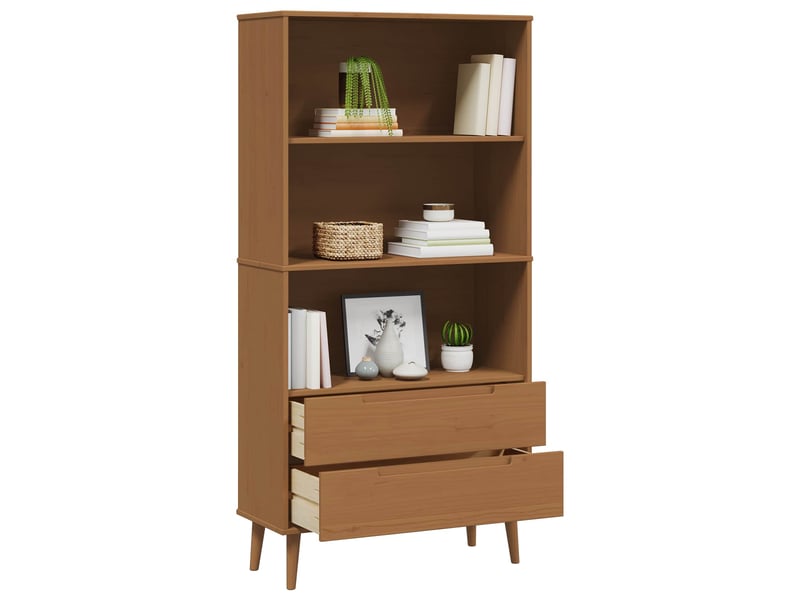  Bibliothèque, meuble de rangement salon molde 85 x 35 x 170,5 cm bois de pin massif  - Conforama C