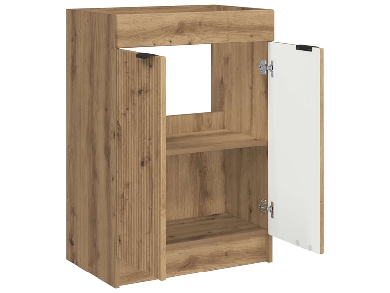  Armoire sous évier de salle de bain, meuble de rangement chêne artisanal shl7313  - Conforama D