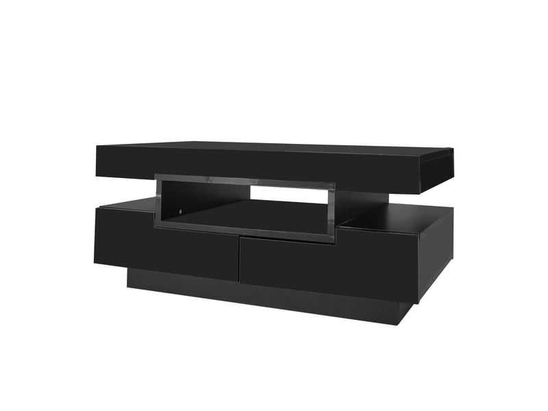  Table basse brillante avec bande lumineuse led et 4 tiroirs noir table basse noir - Conforama D