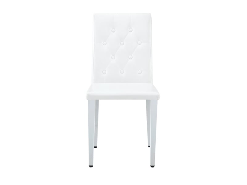  Lot de 4 chaises de salle à manger blanc pur – pieds métal argenté, luxe discret, parfait pour espaces européens  - Conforama A