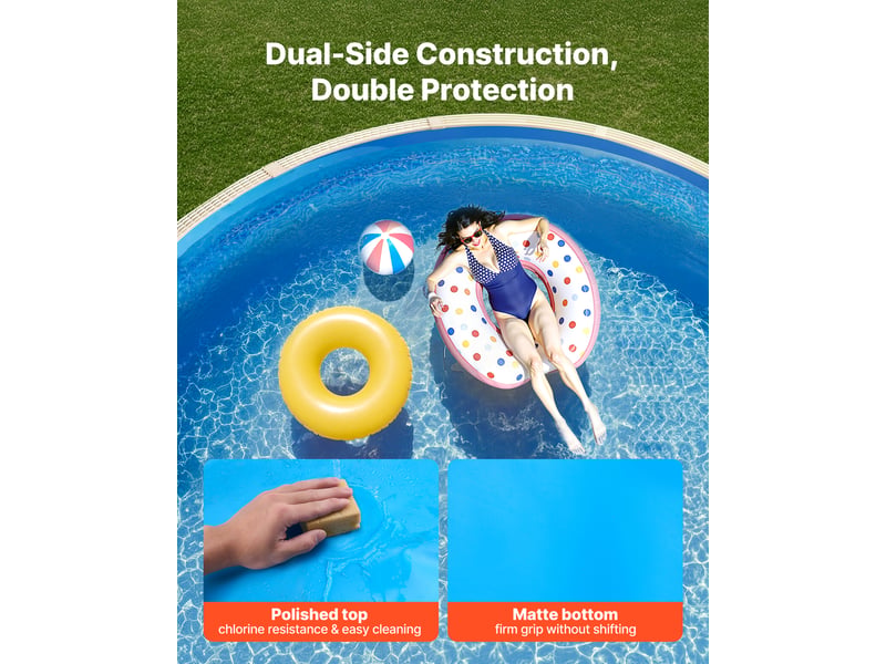  Vevor liner piscine hors-sol film intérieur de piscine ovale 375x732x120 cm bleu  - Conforama E