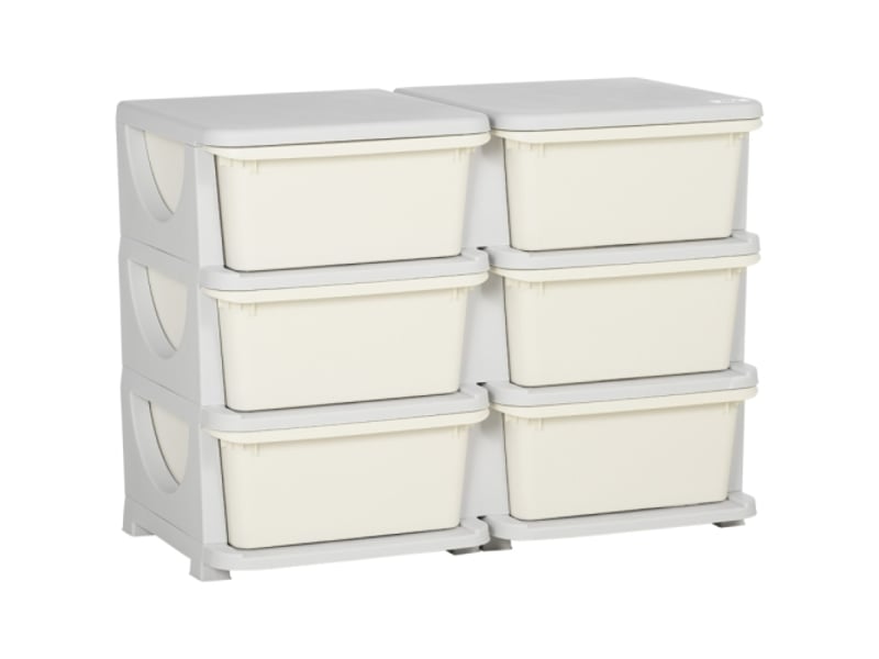 Organiseur jouets crème, 6 tiroirs en plastique, petit meuble de rangement pour enfant - Conforama A
