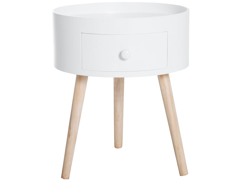  Table basse ronde avec tiroir en bois blanc  - Conforama B