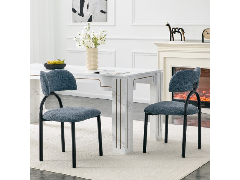  Ensemble de 2 chaises de salle à manger design moderne, assises et dossiers rembourrés, cadre métal noir, sans table  - Conforama B