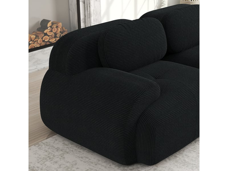 Canapé d’angle réversible 4 places en velours côtelé noir, 388 cm, sans montage W3325S00019 - Conforama C