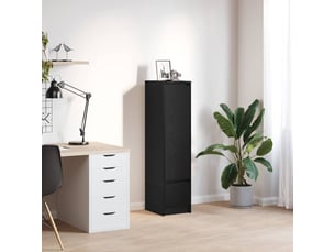Buffet haut - bahut - meuble de rangement chêne noir 29,5x34x119,5 cm bois d'ingénierie