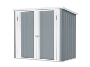 Abri de jardin 147 x 86 x 134 cm double porte verrouillable toit incliné robuste contemporain en tôle d'acier gris clair 21_0004184