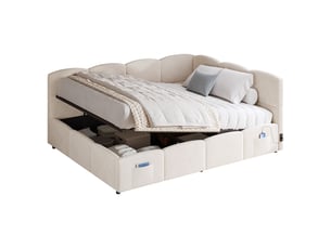 Lit coffre 140x200 cm <strong>MODERNLUXE</strong>  <strong></strong> coloris beige