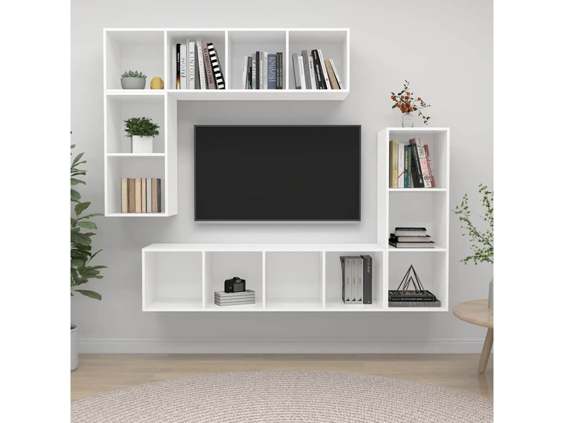  Ensemble de meubles tv 4 pcs blanc bois d'ingénierie shl16693  - Conforama B
