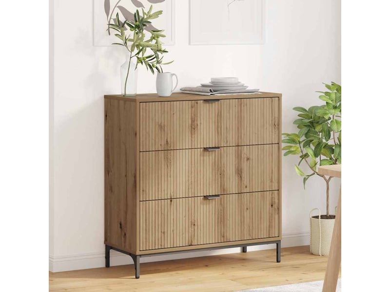  Buffet salon, buffet de rangement chêne artisanal 79,5x33x82 cm bois d'ingénierie  - Conforama B