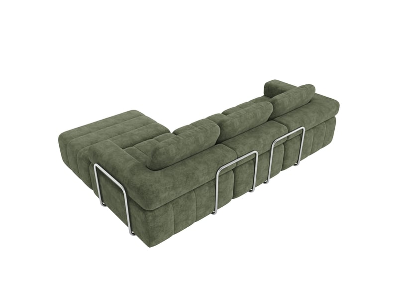  Canapé d’angle modulable 4 places en chenille vert, 258 × 165 × 79 cm IKSETERA TRADING LTD - Conforama W