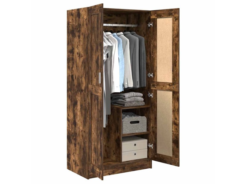  Garde-robe chambre, armoire de rangement chêne fumé 82,5x51,5x180 cm bois d'ingénierie  - Conforama D
