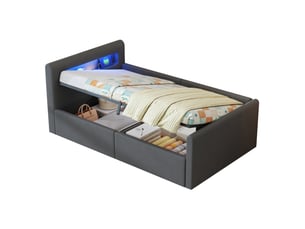 Lit avec rangement 90x200 cm TCQPZ coloris gris
