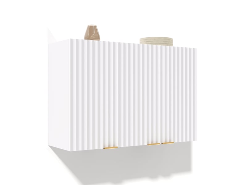 Armoire murale cuisine 90x29x60 cm blanche en mdf, 3 portes pour salon, salle de bain et buanderie - Conforama A