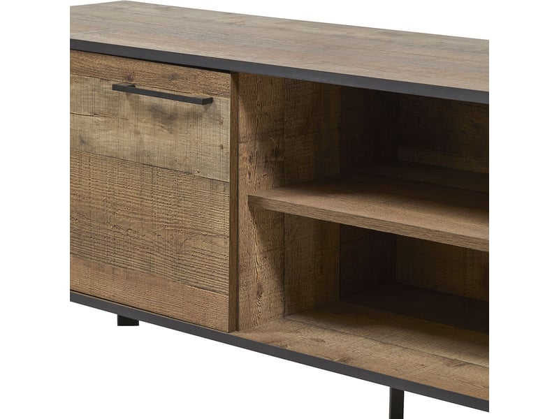  Meuble tv 1 porte aspect bois rustique poignées et pieds métal - chiara CHIARA - Conforama D