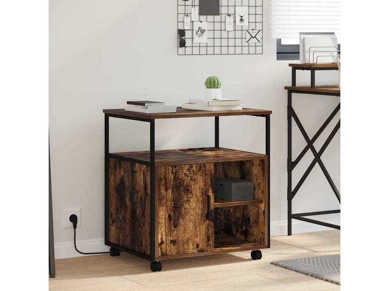  Commode chambre, cabinet avec station de charge 61 x 46 x 67 cm chêne fumé  - Conforama B