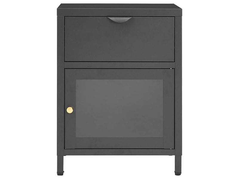  Lot de 2 tables de chevet - cabinet de chevet - table de nuit anthracite 40x30x54,5 cm acier et verre  - Conforama C