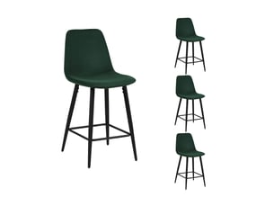 Lot de 4 chaises de bar 42x51,5x98 cm en velours vert foncé - poksi