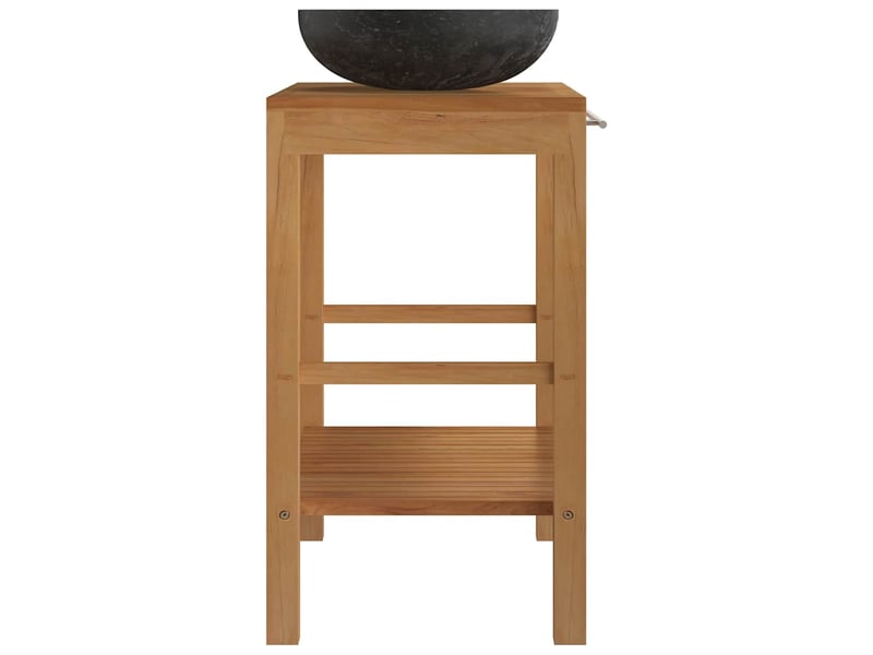  Armoire de toilette en teck solide avec lavabo en marbre noir cf65590  - Conforama C