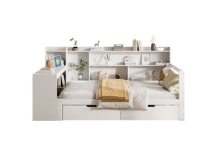 Lit avec rangement 90x200 cm <strong>MERAX</strong>  <strong>lit enfant blanc</strong> coloris blanc