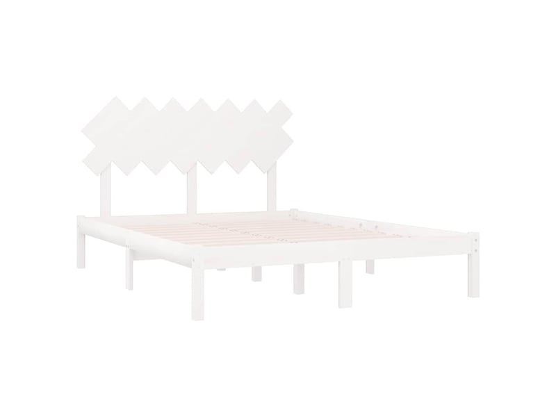  Lit double- lit adulte -  cadre de lit sans matelas blanc 140x190 cm bois massif  - Conforama C