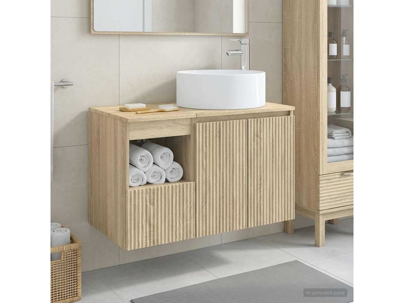 Ensemble de mobilier de salle de bain 2 pc chêne sonoma cf64136 - Conforama B