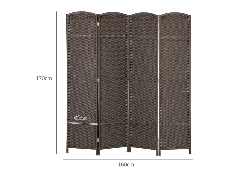  Paravent interieur en bois 4 panneaux 160 x 170 cm séparateur de pièce pliable pour salon, chambre à coucher, marron  - Conforama C