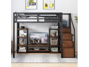 Lit mezzanine 140x200 cm <strong>HAUSS SPOLE</strong>  <strong></strong> coloris noir
