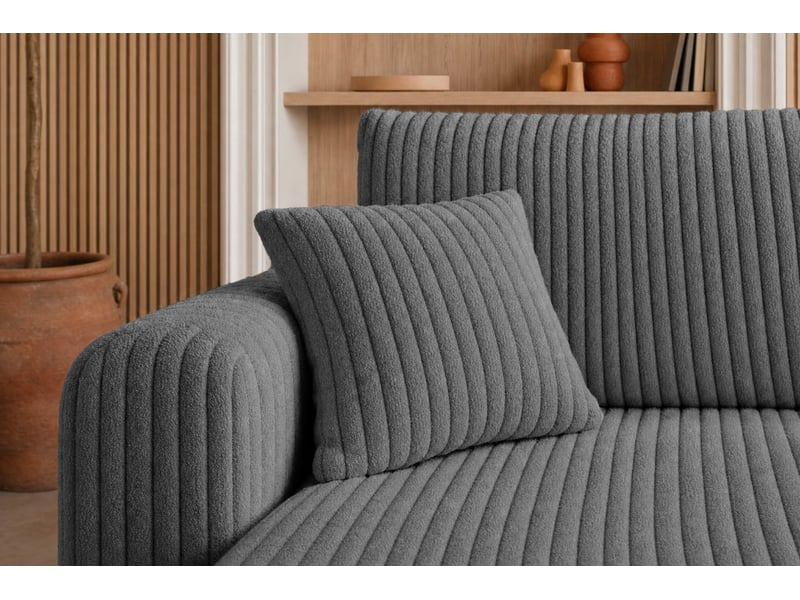 Emma - canapé d'angle convertible gros velours côtelé 4 places gris foncé  - Conforama E