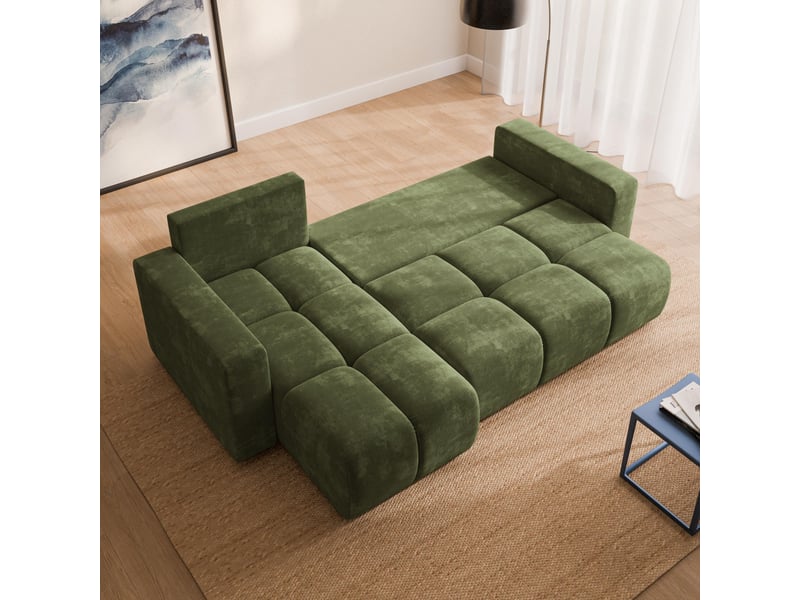 Canapé d'angle ramil, tissu chenille vert - Conforama D