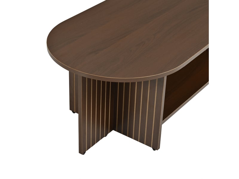  Table basse ovale 100x40x35 cm en mdf finition noyer  - Conforama R