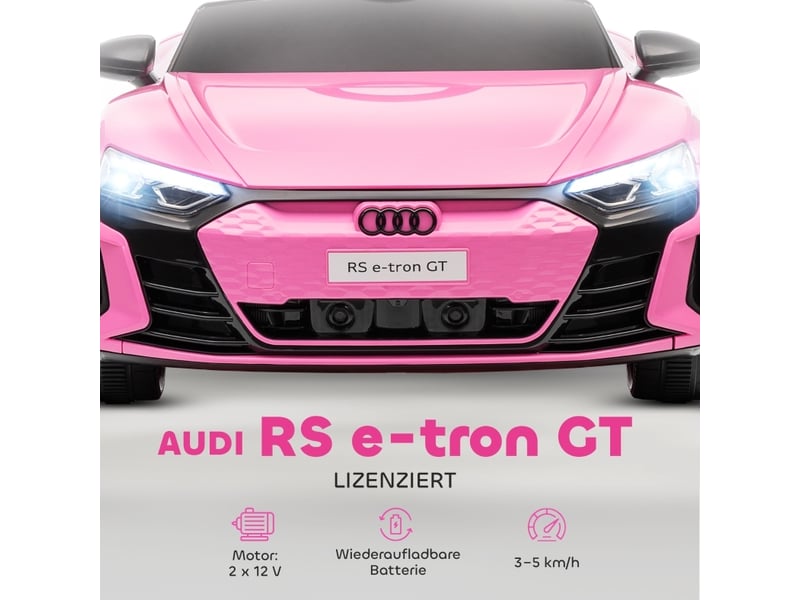 Voiture électrique enfant audi rs e-tron gt 103x58x41 cm 12 v avec télécommande métal rose  - Conforama E