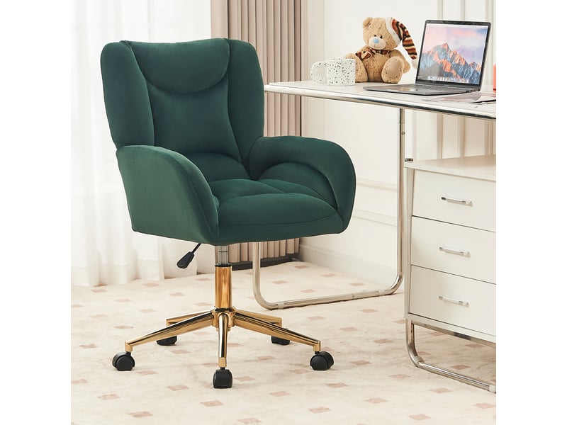  Fauteuil de bureau vert assise réglable en hauteur velours chaise de bureau vert - Conforama D