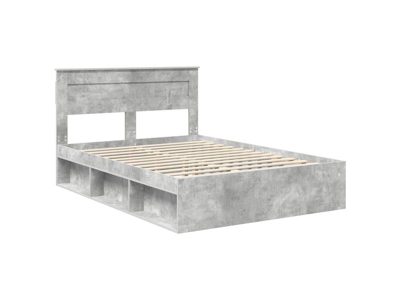  Lit double- lit adulte -  cadre de lit béton 140 x 200 cm bois de pin massif  - Conforama C