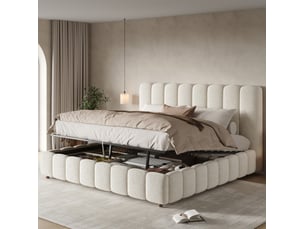 Lit coffre 180x200 cm <strong>MODENVIE</strong>  <strong></strong> coloris blanc