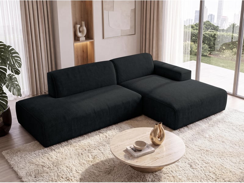 Canapé d'angle moderne didim duo, 288 cm, gris foncé, revętement en velours d Didim Duo - Conforama D