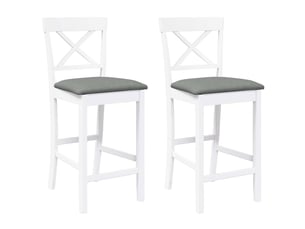 Lot de 2 tabouret de bar avec coussins en bois massif blanc et caoutchouc shl53367