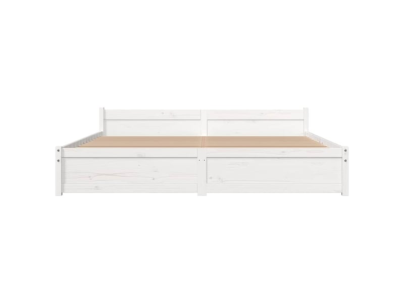 Lit double- lit adulte - cadre de lit sans matelas blanc bois massif 180x200 cm - Conforama C