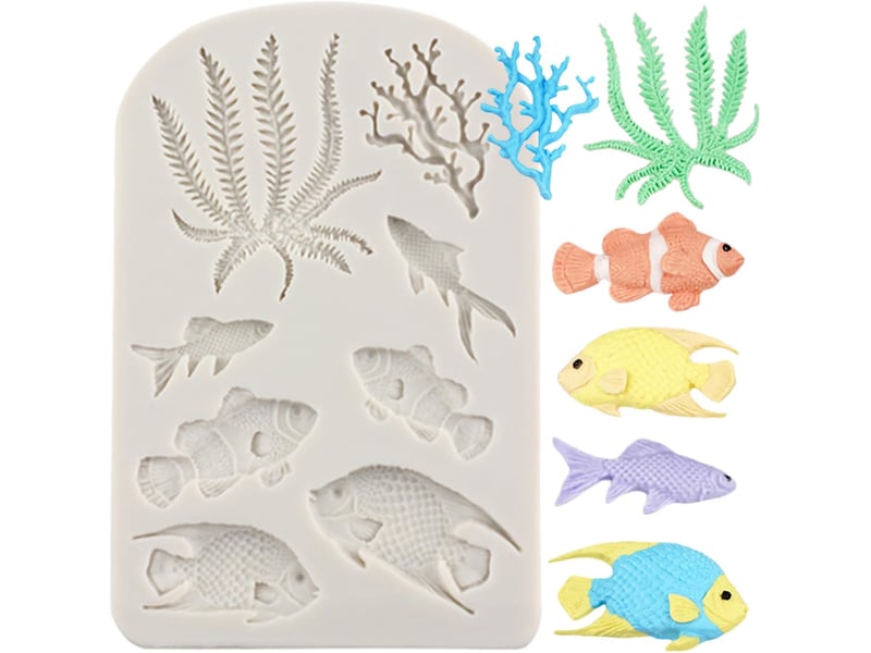  Moules à fondant en silicone sur le thème marin, poissons de mer, corail, algues, moule en silicone pour décoration de gâteaux, décoration de cupcakes NO Commercial reference - Conforama A