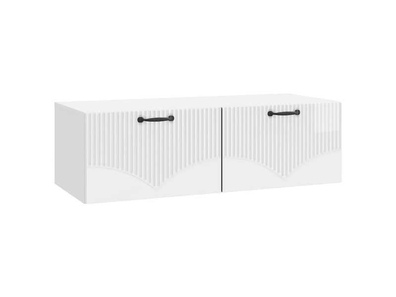  Meuble tv - banc tv - meuble de rangement mural montage mural blanc brillant 98 x 41 x 30 cm  - Conforama A