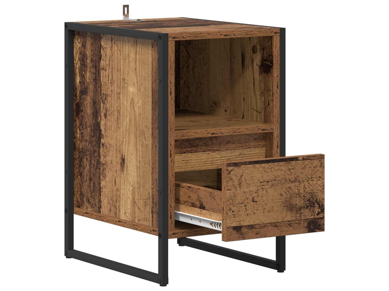  Table de chevet - cabinet de chevet - table de nuit 2 pc bois ancien 39,5 x 30 x 50 cm  - Conforama E