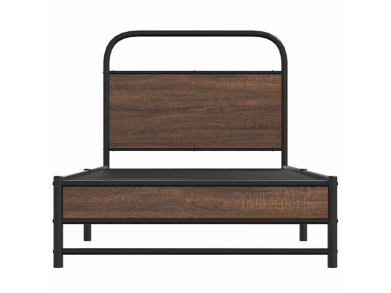  Lit simple- lit adulte -  cadre de lit sans matelas 100x200 cm chêne marron  - Conforama D