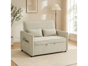 Canapé convertible 2 places, canapé-lit 3 en 1 velours 137 cm, dossier réglable, assise large, 2 oreillers, vert
