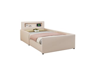 Lit avec rangement 90x200 cm coloris beige