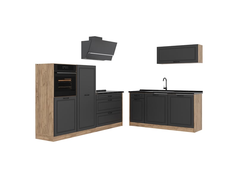 Vicco cuisine, anthracite campagnechêne doré, 220cm plan de travail anthracite - Conforama A