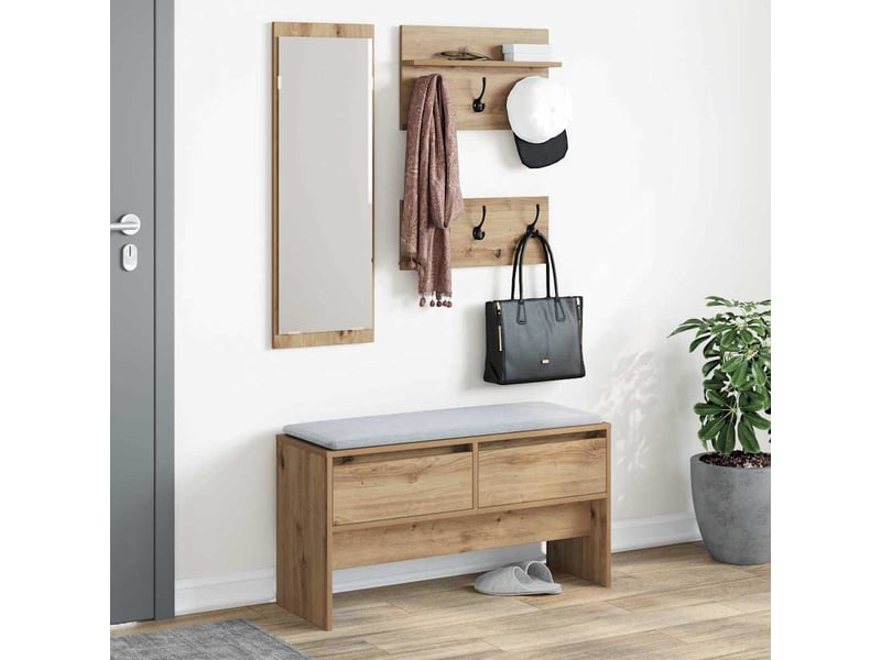 Ensemble de meubles d'entrée 4 pc chêne artisan  - Conforama D