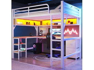 Lit mezzanine 140x200 cm coloris blanc