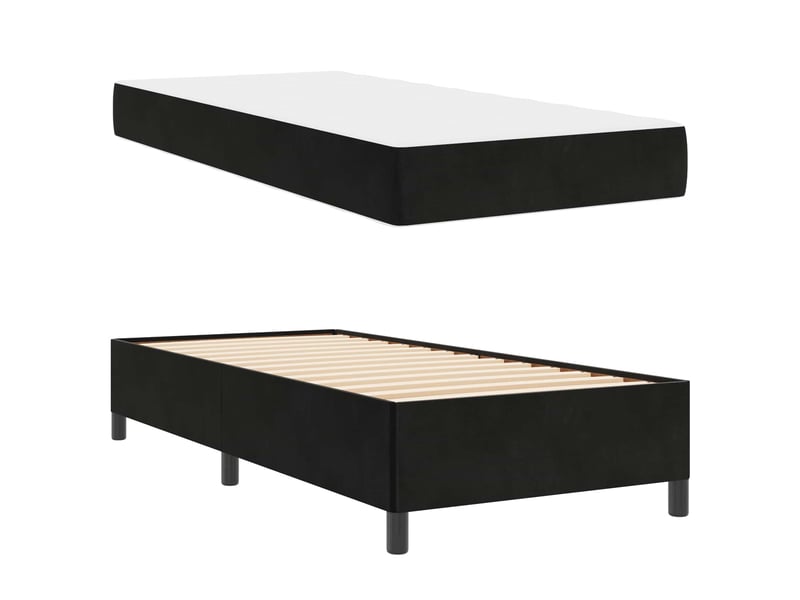 Lit simple- lit adulte - cadre de lit noir 80 x 200 cm tissu - Conforama D